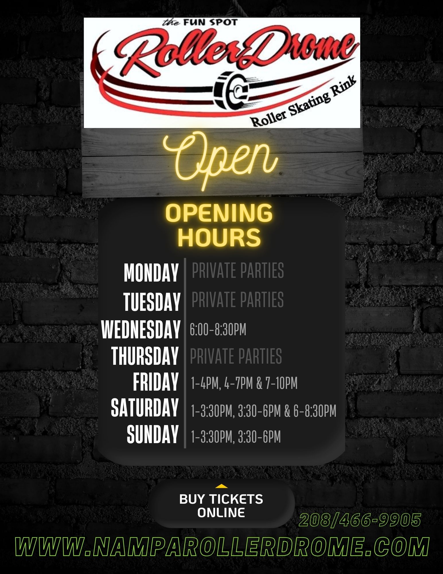 2025 Treasure Valley Skating Area Flyer - Spring hours