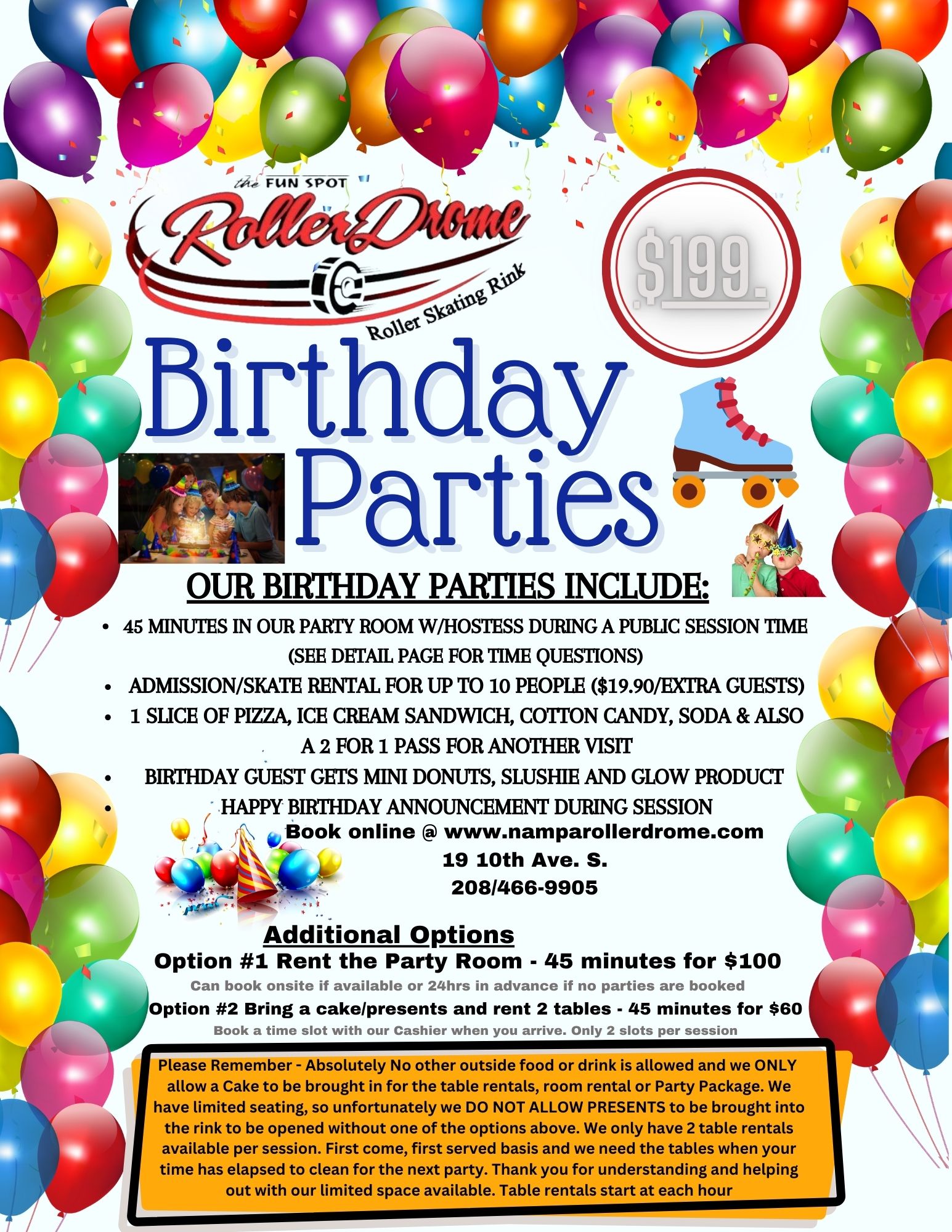 Roller Skating Birthday Package